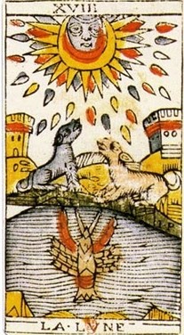 carte de la lune au tarot divinatoire